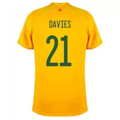 Női Walesi labdarúgó-válogatott Adam Davies #21 Idegenbeli Sárga 2021 Mez Póló Ing