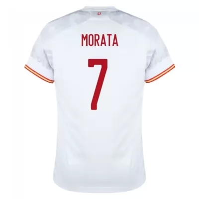 Gyermek Spanyol labdarúgó-válogatott Alvaro Morata #7 Idegenbeli Fehér 2021 Mez Póló Ing
