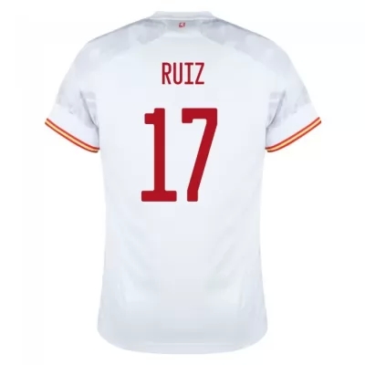 Női Spanyol labdarúgó-válogatott Fabian Ruiz #17 Idegenbeli Fehér 2021 Mez Póló Ing