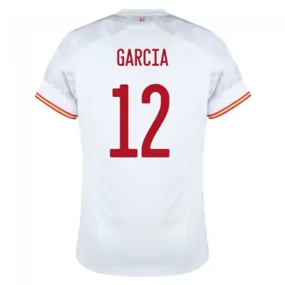 Női Spanyol labdarúgó-válogatott Eric Garcia #12 Idegenbeli Fehér 2021 Mez Póló Ing