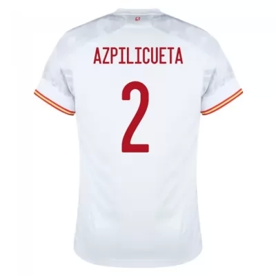 Női Spanyol labdarúgó-válogatott Cesar Azpilicueta #2 Idegenbeli Fehér 2021 Mez Póló Ing