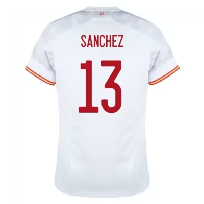 Női Spanyol labdarúgó-válogatott Robert Sanchez #13 Idegenbeli Fehér 2021 Mez Póló Ing