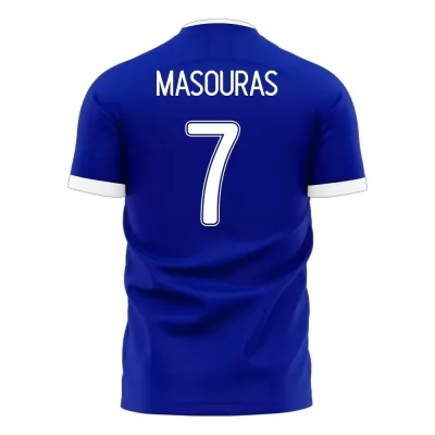 Női Görög labdarúgó-válogatott Georgios Masouras #7 Idegenbeli Kék 2021 Mez Póló Ing