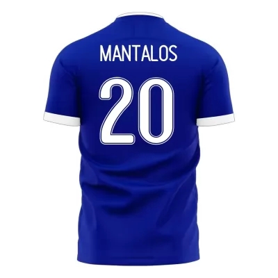 Férfi Görög labdarúgó-válogatott Petros Mantalos #20 Idegenbeli Kék 2021 Mez Póló Ing