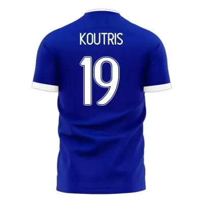 Női Görög labdarúgó-válogatott Leonardo Koutris #19 Idegenbeli Kék 2021 Mez Póló Ing