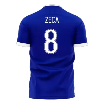 Férfi Görög labdarúgó-válogatott Zeca #8 Idegenbeli Kék 2021 Mez Póló Ing