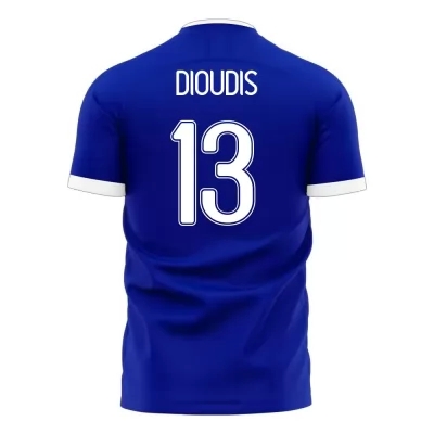 Női Görög labdarúgó-válogatott Sokratis Dioudis #13 Idegenbeli Kék 2021 Mez Póló Ing
