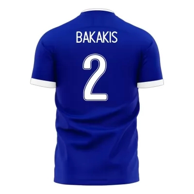 Férfi Görög labdarúgó-válogatott Michalis Bakakis #2 Idegenbeli Kék 2021 Mez Póló Ing