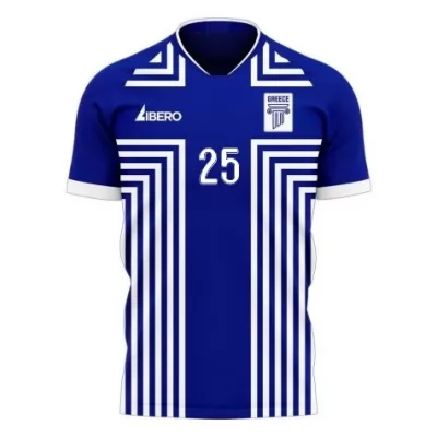 Női Görög labdarúgó-válogatott Manolis Saliakas #25 Idegenbeli Kék 2021 Mez Póló Ing