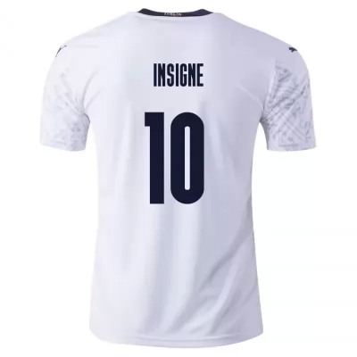 Női Olasz labdarúgó-válogatott Lorenzo Insigne #10 Idegenbeli Fehér 2021 Mez Póló Ing