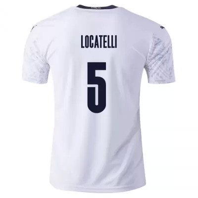 Gyermek Olasz labdarúgó-válogatott Manuel Locatelli #5 Idegenbeli Fehér 2021 Mez Póló Ing