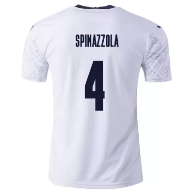 Női Olasz labdarúgó-válogatott Leonardo Spinazzola #4 Idegenbeli Fehér 2021 Mez Póló Ing