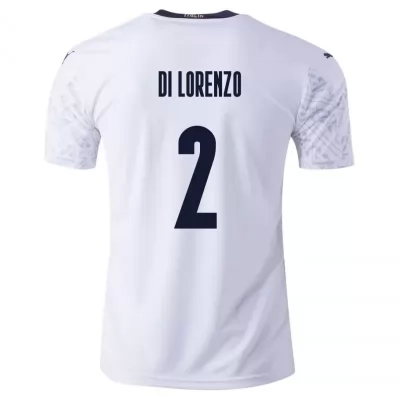 Férfi Olasz labdarúgó-válogatott Giovanni Di Lorenzo #2 Idegenbeli Fehér 2021 Mez Póló Ing