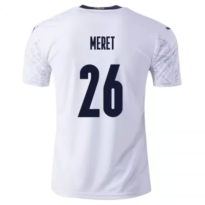Férfi Olasz labdarúgó-válogatott Alex Meret #26 Idegenbeli Fehér 2021 Mez Póló Ing