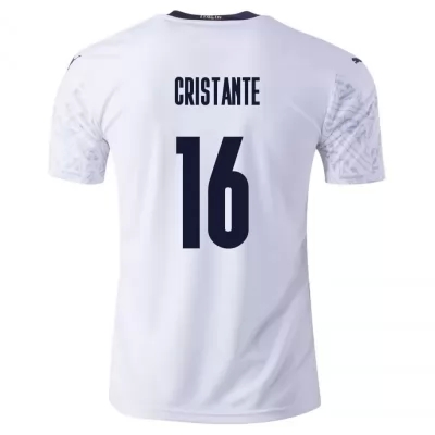 Férfi Olasz labdarúgó-válogatott Bryan Cristante #16 Idegenbeli Fehér 2021 Mez Póló Ing