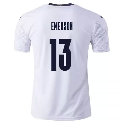 Férfi Olasz labdarúgó-válogatott Emerson #13 Idegenbeli Fehér 2021 Mez Póló Ing