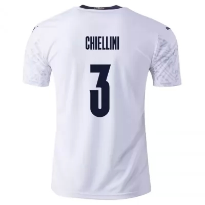 Férfi Olasz labdarúgó-válogatott Giorgio Chiellini #3 Idegenbeli Fehér 2021 Mez Póló Ing