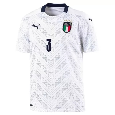 Női Olasz labdarúgó-válogatott Giorgio Chiellini #3 Idegenbeli Fehér 2021 Mez Póló Ing
