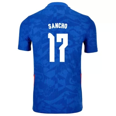 Gyermek Angol labdarúgó-válogatott Jadon Sancho #17 Idegenbeli Kék 2021 Mez Póló Ing