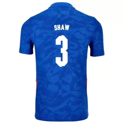 Férfi Angol labdarúgó-válogatott Luke Shaw #3 Idegenbeli Kék 2021 Mez Póló Ing