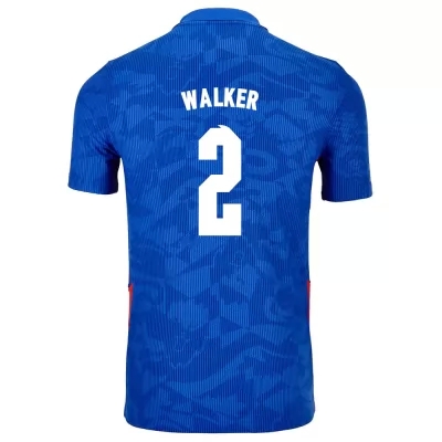 Gyermek Angol labdarúgó-válogatott Kyle Walker #2 Idegenbeli Kék 2021 Mez Póló Ing