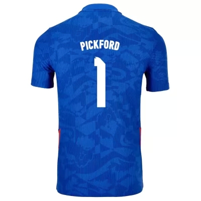Női Angol labdarúgó-válogatott Jordan Pickford #1 Idegenbeli Kék 2021 Mez Póló Ing