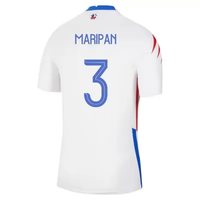 Női Chilei labdarúgó-válogatott Guillermo Maripan #3 Idegenbeli Fehér 2021 Mez Póló Ing