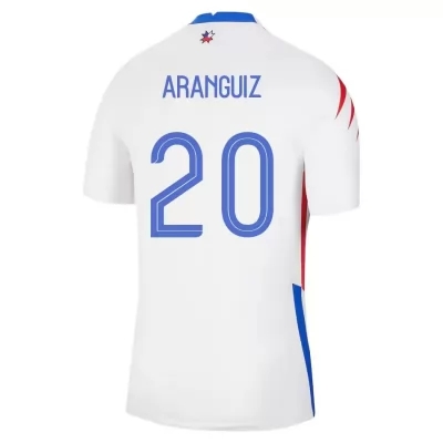 Férfi Chilei labdarúgó-válogatott Charles Aranguiz #20 Idegenbeli Fehér 2021 Mez Póló Ing