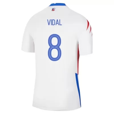 Férfi Chilei labdarúgó-válogatott Arturo Vidal #8 Idegenbeli Fehér 2021 Mez Póló Ing