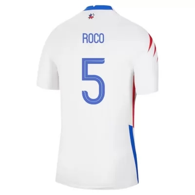 Női Chilei labdarúgó-válogatott Enzo Roco #5 Idegenbeli Fehér 2021 Mez Póló Ing