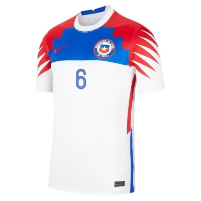 Női Chilei labdarúgó-válogatott Francisco Sierralta #6 Idegenbeli Fehér 2021 Mez Póló Ing