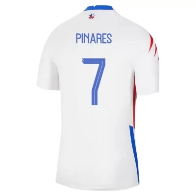 Férfi Chilei labdarúgó-válogatott Cesar Pinares #7 Idegenbeli Fehér 2021 Mez Póló Ing