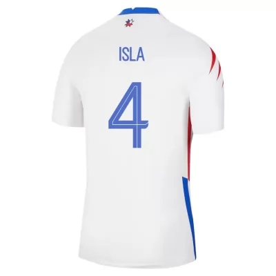 Férfi Chilei labdarúgó-válogatott Mauricio Isla #4 Idegenbeli Fehér 2021 Mez Póló Ing
