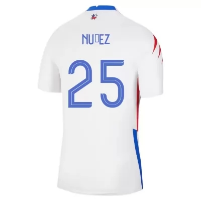 Férfi Chilei labdarúgó-válogatott Marcelino Nuñez #25 Idegenbeli Fehér 2021 Mez Póló Ing