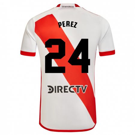 Kandiny Gyermek Enzo Pérez #24 Fehér Piros Hazai Jersey 2023/24 Mez Póló Ing