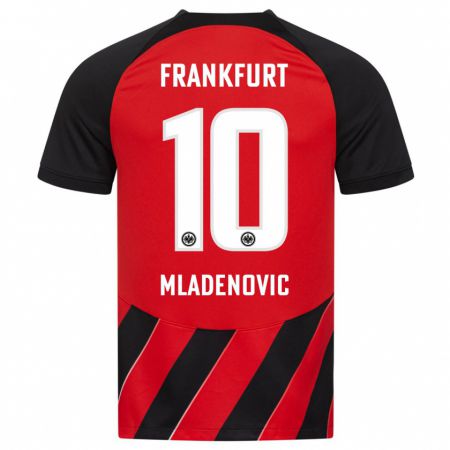 Kandiny Gyermek Marko Mladenovic #10 Piros Fekete Hazai Jersey 2023/24 Mez Póló Ing