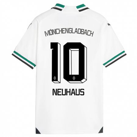Kandiny Gyermek Florian Neuhaus #10 Fehér Zöld Hazai Jersey 2023/24 Mez Póló Ing