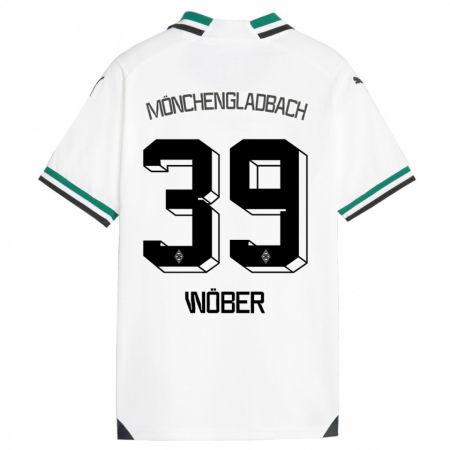 Kandiny Gyermek Maximilian Wöber #39 Fehér Zöld Hazai Jersey 2023/24 Mez Póló Ing