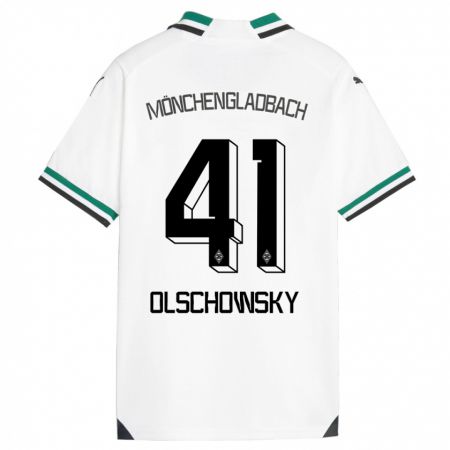 Kandiny Gyermek Jan Olschowsky #41 Fehér Zöld Hazai Jersey 2023/24 Mez Póló Ing