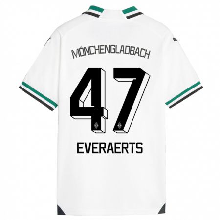Kandiny Gyermek Kim Everaerts #47 Fehér Zöld Hazai Jersey 2023/24 Mez Póló Ing