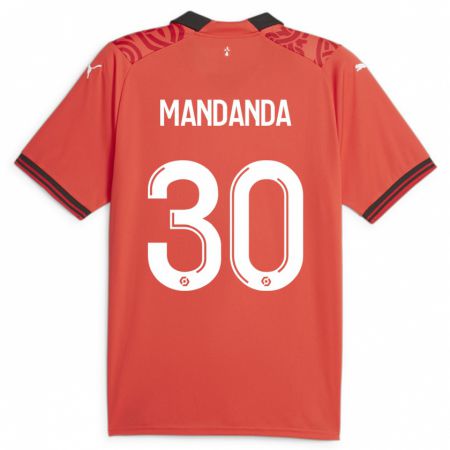 Kandiny Gyermek Steve Mandanda #30 Piros Hazai Jersey 2023/24 Mez Póló Ing