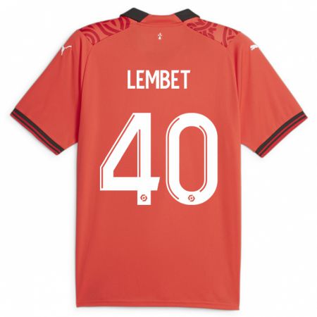 Kandiny Gyermek Geoffrey Lembet #40 Piros Hazai Jersey 2023/24 Mez Póló Ing