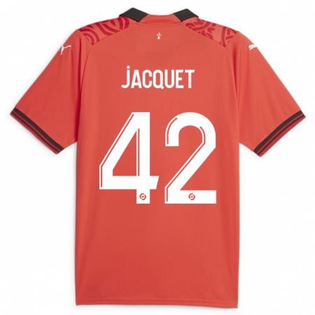 Kandiny Gyermek Jérémy Jacquet #42 Piros Hazai Jersey 2023/24 Mez Póló Ing