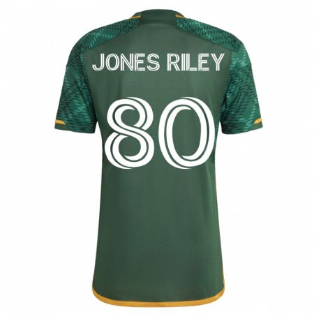 Kandiny Gyermek Jaden Jones-Riley #80 Zöld Hazai Jersey 2023/24 Mez Póló Ing