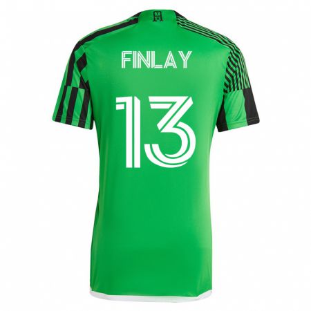 Kandiny Gyermek Ethan Finlay #13 Zöld Fekete Hazai Jersey 2023/24 Mez Póló Ing