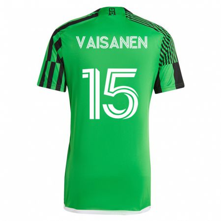 Kandiny Gyermek Leo Väisänen #15 Zöld Fekete Hazai Jersey 2023/24 Mez Póló Ing
