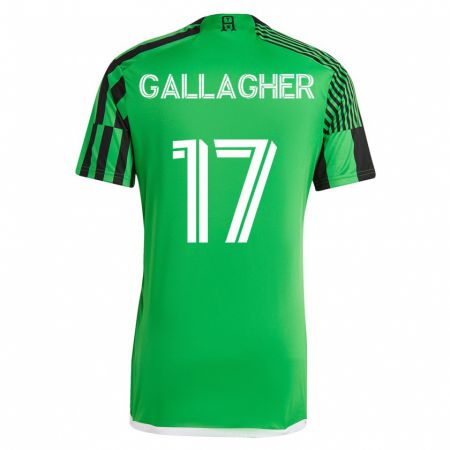 Kandiny Gyermek Jon Gallagher #17 Zöld Fekete Hazai Jersey 2023/24 Mez Póló Ing