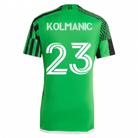 Kandiny Gyermek Zan Kolmanic #23 Zöld Fekete Hazai Jersey 2023/24 Mez Póló Ing
