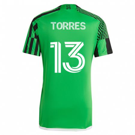 Kandiny Gyermek Leo Torres #13 Zöld Fekete Hazai Jersey 2023/24 Mez Póló Ing