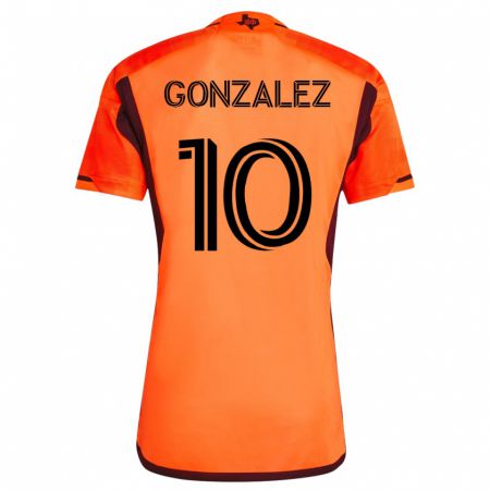 Kandiny Gyermek Yair González #10 Narancs Hazai Jersey 2023/24 Mez Póló Ing